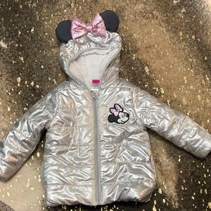 Minnie Mouse Silver Hooded Jacket with Pink Bow/ears